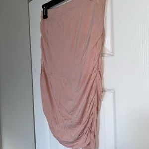 Pink ruched mini skirt